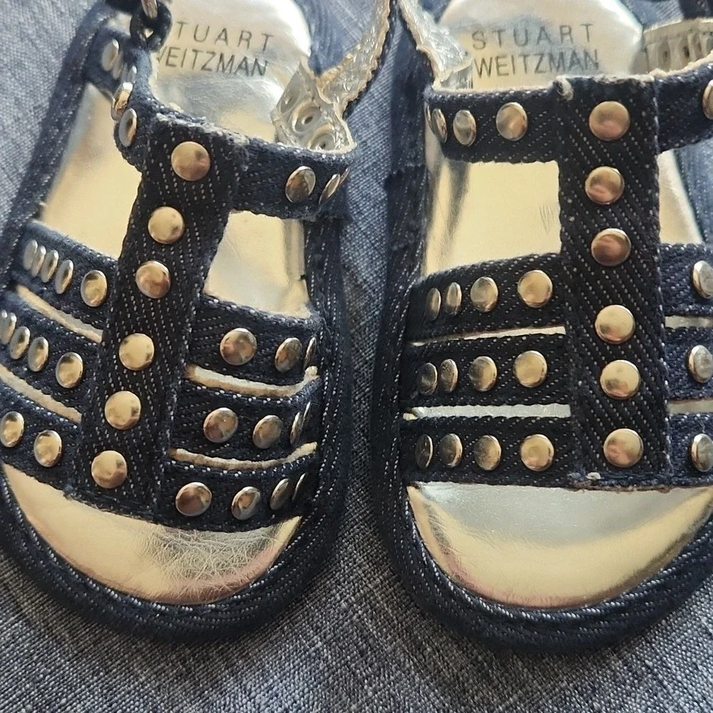 Stuart Weitzman Baby Kemp Gladiator Denim Sandal Studded glamoratti shore Size 3